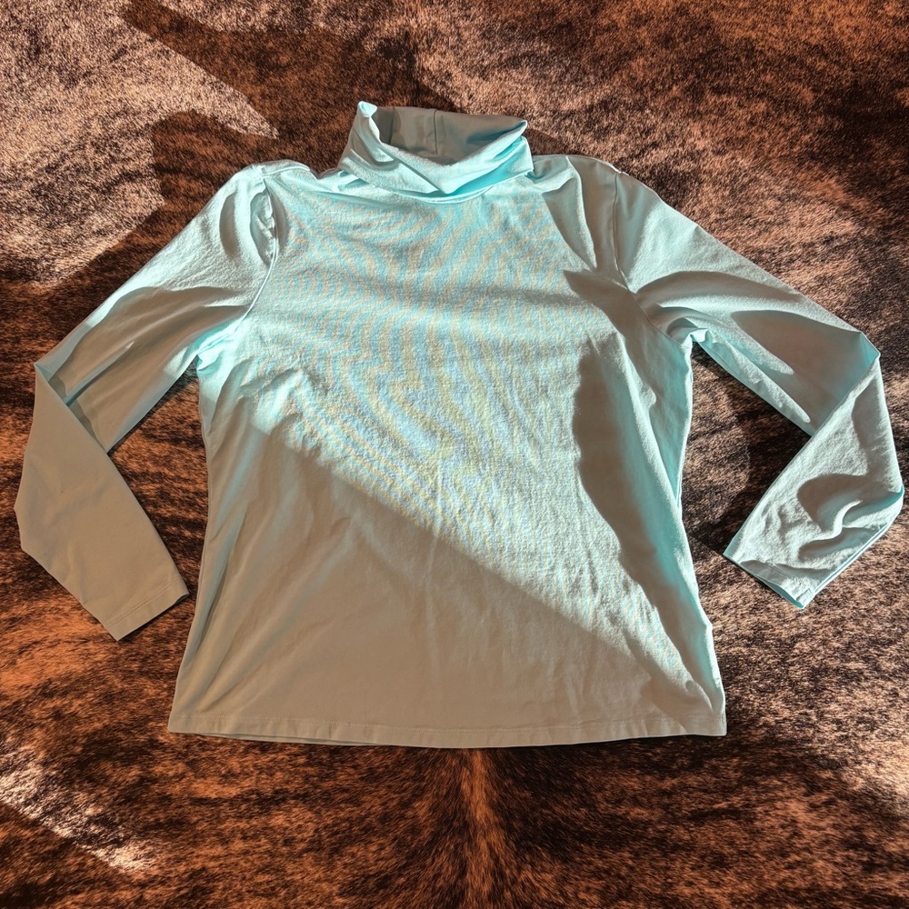 Lands End Light Blue Turtle Neck / Mock Neck, Size Large Petite - Picture 2 of 9
